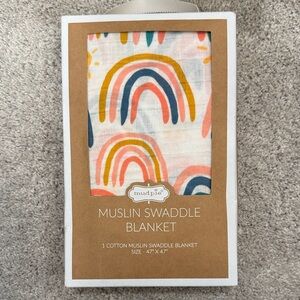 Mudpie Muslin Swaddle Blanket, Rainbow